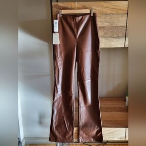 NWT Wilfred Elaine Full-length Flare Leg Vegan Leather Pant, Brown, Size 6